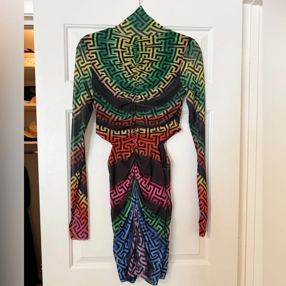 AFRM Multicolor Geometric Long Sleeve Mini Dress - Picture 3 of 5